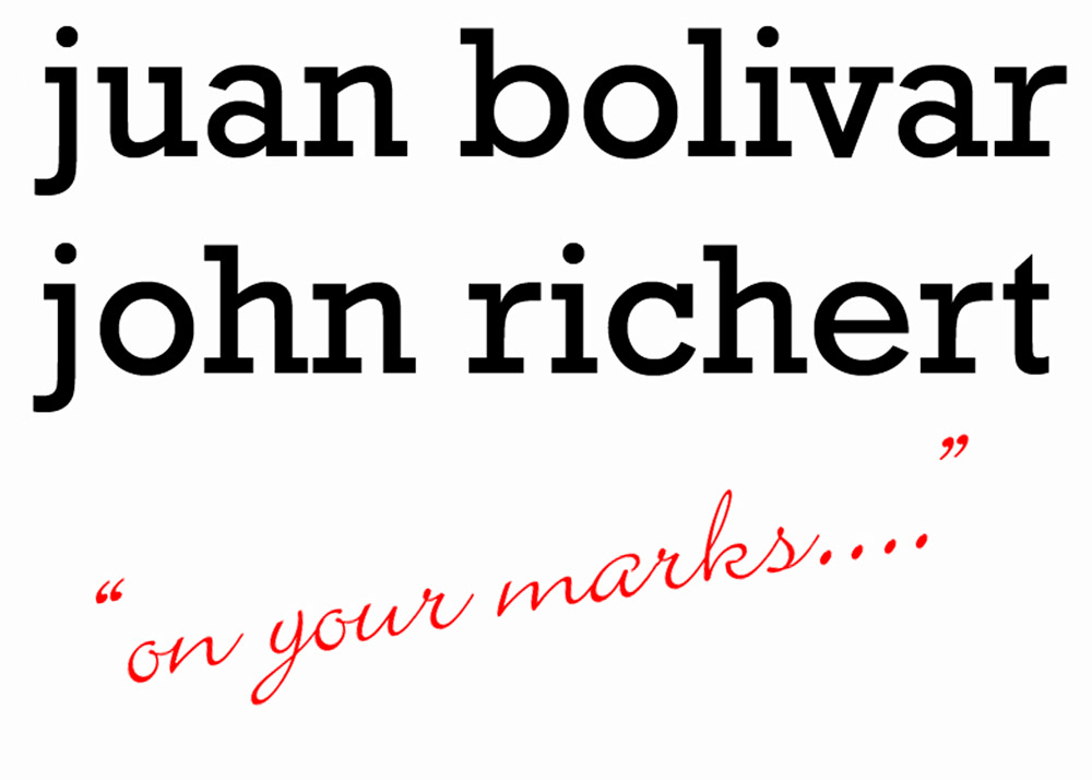 Artists Juan Bolivar and John Richert in "On your marks..."  at VINEspace Project space.