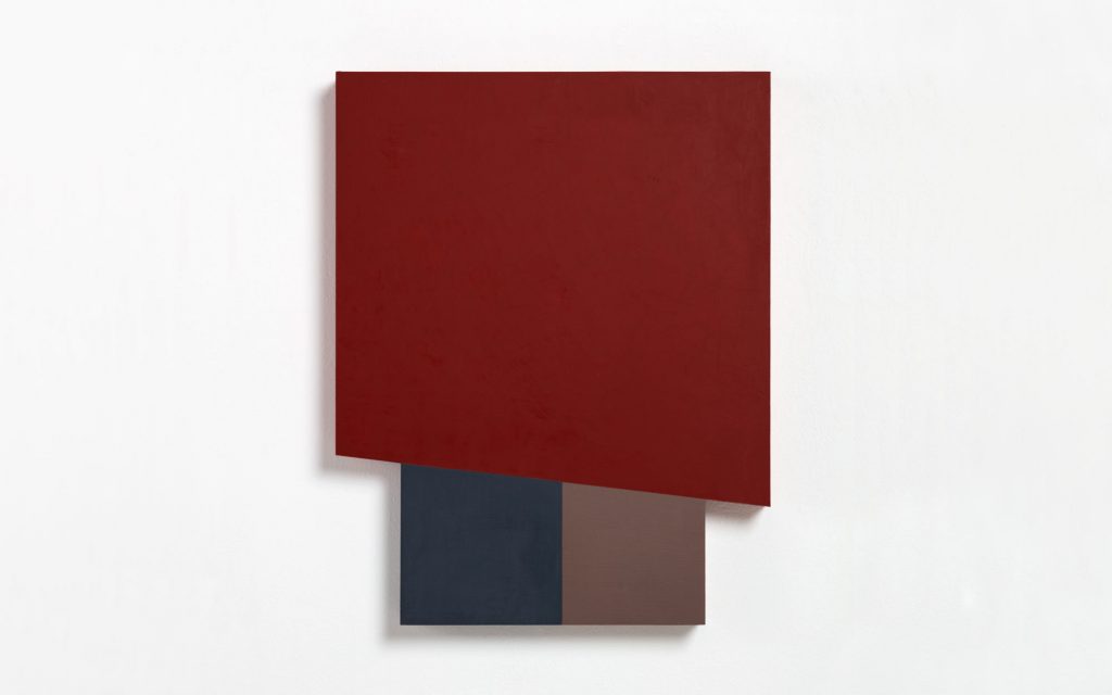 Artist John Carter's 'Three Identical Objects' in Hard Painting x2 at Phoenix Artspace, Brighton. Curated by Philip Cole, Della Gooden, Ian Boutell, Stig Evans and Patrick O'Donnell. Phot courtesy of The Redfern Gallery, London